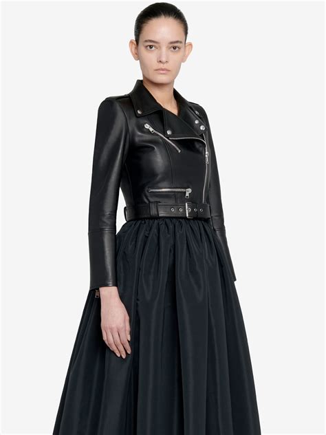 alexander mcqueen cropped leather jacket.